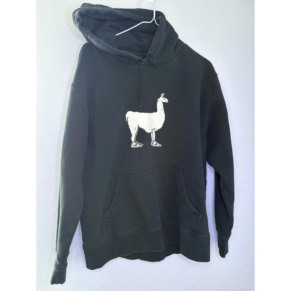 NIKE SB Black Warm LLAMA WEARING SNEAKERS HOODIE Skateboard Sweatshirt Women's S